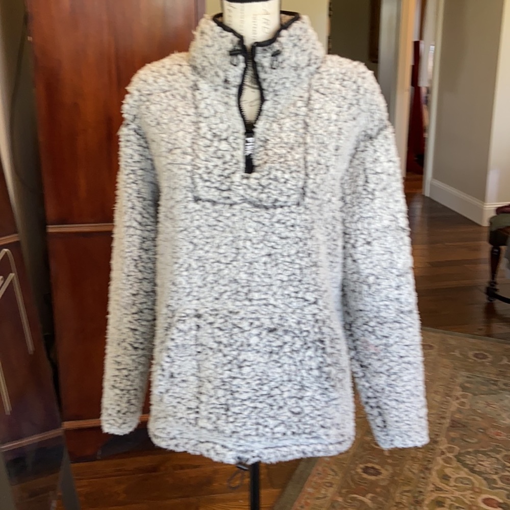 PINK grey half zip fleece size medium